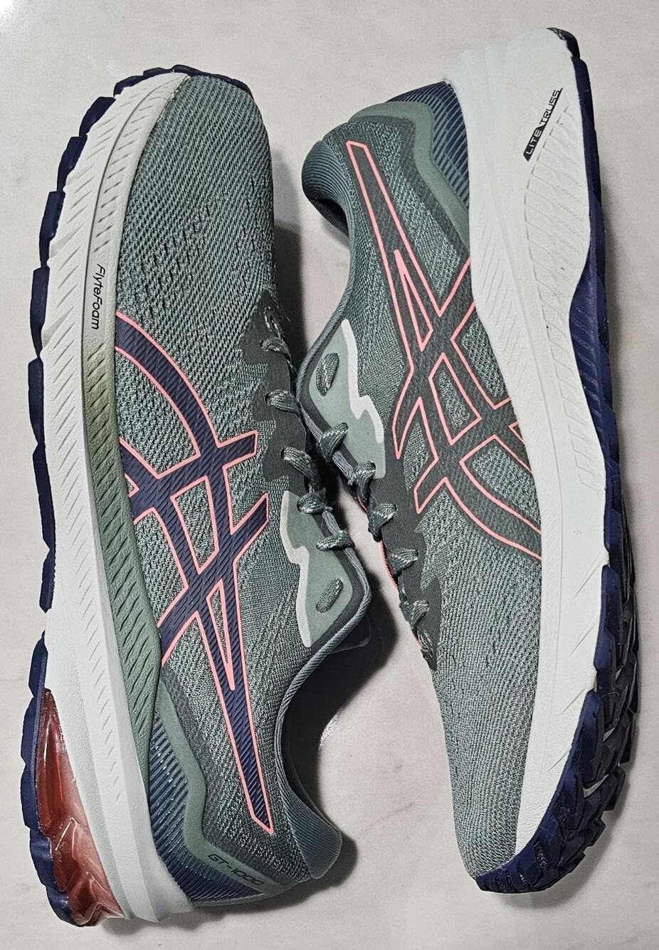 Asics GT 1000 Gray Orange Sheet Rock Knit Shoes Sneakers Men's 8